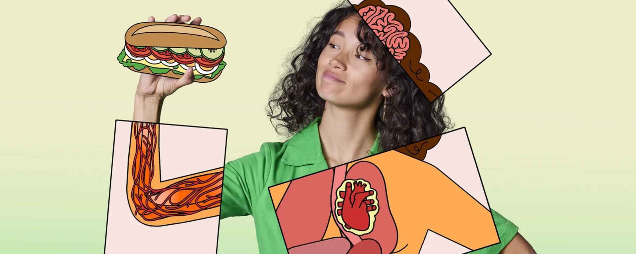 Serah Koorevaar kijkt naar een broodje gezond.